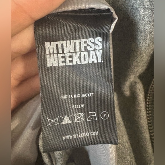 Weekday, size small, Gray and Black Biker Jacket, wool blend, Nikita mix - Picture 5 of 8